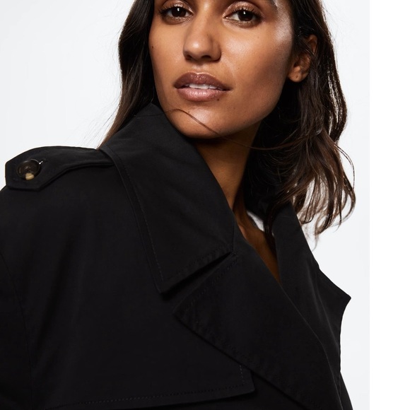 MANGO • Black Angela Trench Coat Winter Rain Jacket Work Classic - Picture 4 of 10